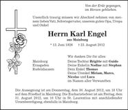 Traueranzeige Karl Engel