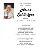 Traueranzeige Heinz Schöniger