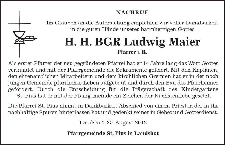 Traueranzeige Ludwig Maier