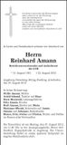 Traueranzeige Reinhard Amann