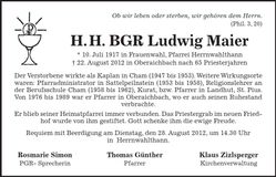 Traueranzeige Ludwig Maier