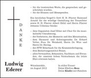 Traueranzeige Ludwig Ederer
