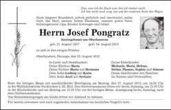 Traueranzeige Josef Pongratz