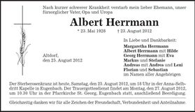 Traueranzeige Albert Herrmann