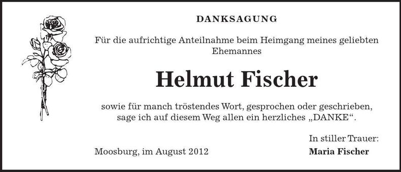 Traueranzeige Helmut Fischer