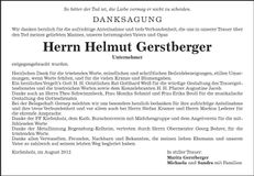 Traueranzeige Helmut Gerstberger