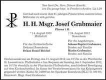 Traueranzeige Josef Grabmaier