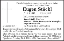Traueranzeige Eugen Stöckl
