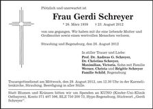 Traueranzeige Gerdi Schreyer
