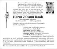 Traueranzeige Johann Raab