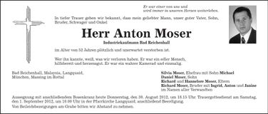 Traueranzeige Anton Moser
