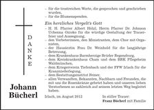 Traueranzeige Franz Bücherl