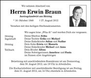 Traueranzeige Erwin Braun