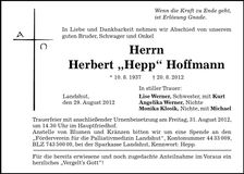Traueranzeige Herbert Hoffmann