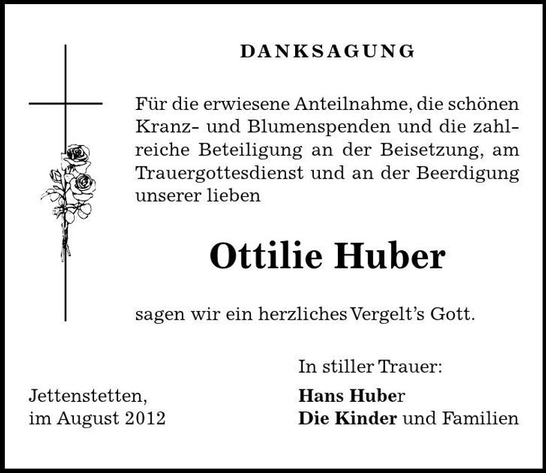 Traueranzeige Ottilie Huber