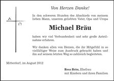 Traueranzeige Michael Bräu