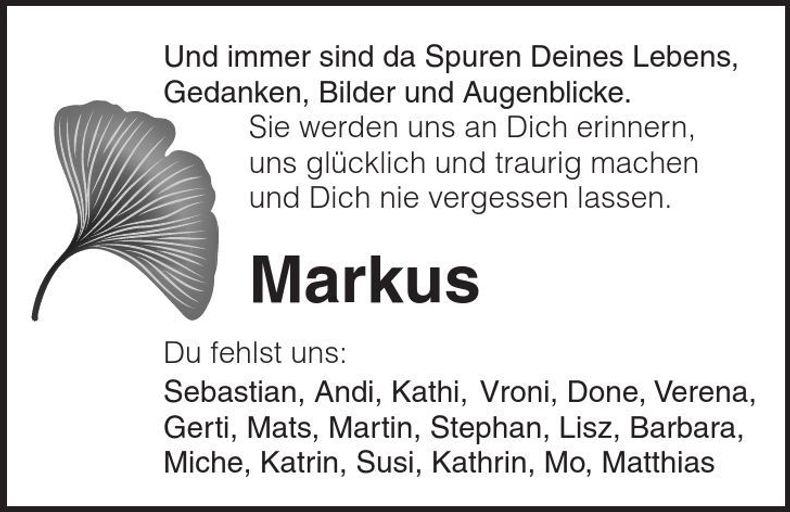 Traueranzeige Halbinger Markus