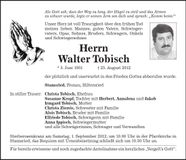 Traueranzeige Walter Tobisch