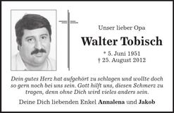 Traueranzeige Walter Tobisch