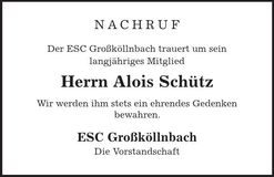 Traueranzeige Alois Schütz