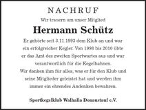 Traueranzeige Hermann Schütz