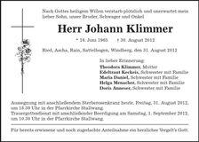 Traueranzeige Johann Klimmer