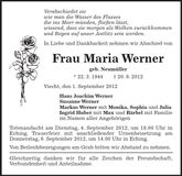 Traueranzeige Maria Werner
