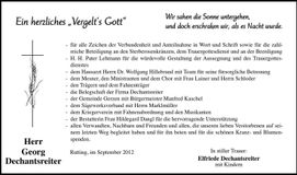 Traueranzeige Georg Dechantsreiter