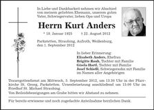 Traueranzeige Kurt Anders