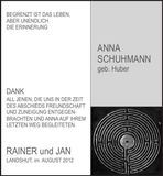 Traueranzeige Anna Schuhmann