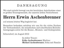 Traueranzeige Erwin Aschenbrenner