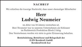 Traueranzeige Ludwig Neumeier