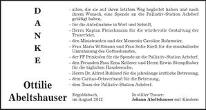 Traueranzeige Ottilie Abeltshauser