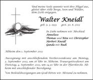 Traueranzeige Walter Kneidl