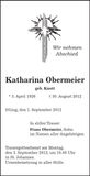 Traueranzeige Katharina Obermeier