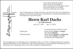 Traueranzeige Karl Dachs