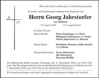 Traueranzeige Georg Jahrstorfer