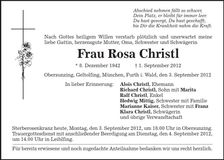 Traueranzeige Rosa Christl