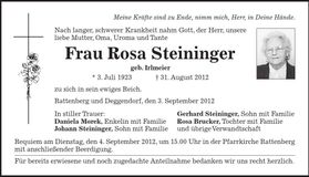 Traueranzeige Rosa Steininger