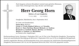Traueranzeige Georg Horn