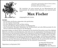 Traueranzeige Max Fischer