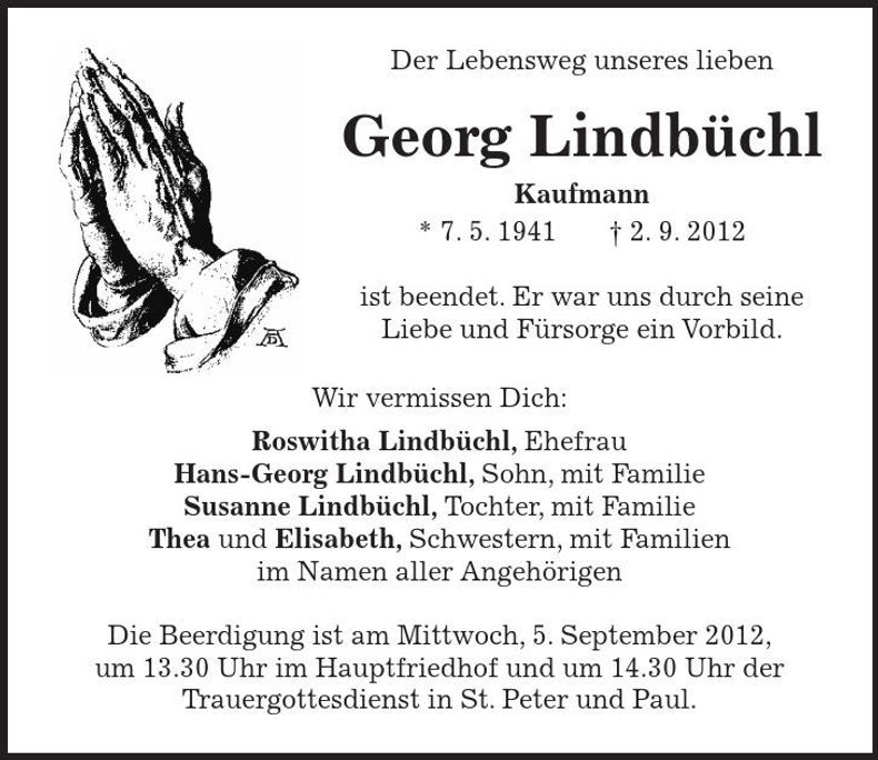 Traueranzeige Georg Lindbüchl