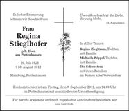 Traueranzeige Regina Stieglhofer