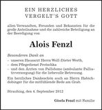 Traueranzeige Alois Fenzl