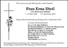 Traueranzeige Erna Dietl
