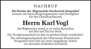 Traueranzeige Karl Vogl