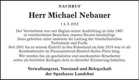 Traueranzeige Michael Nebauer