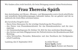 Traueranzeige Theresia Späth