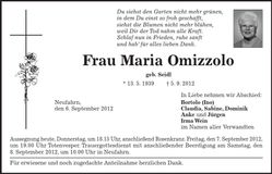 Traueranzeige Maria Omizzolo