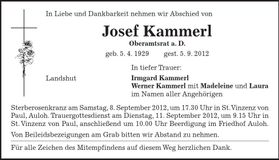Traueranzeige Josef Kammerl